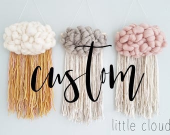 Custom Fluffy cloud Woven Wall Hanging, nursery decor, home decor. Choose the colors you want and I will make it for you! personalized gift