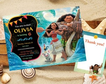 Moana invitation, Moana Birthday invitation, Disney Moana Invitation, Moana Party Invitation,Printable, Princess Moana