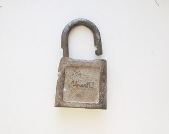 Metal padlock Vintage lock Antique lock Old Padlock Rustic lock Antique Padlock Brass Padlock Rusty lock Industrial Decor Farmhouse Decor