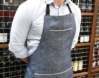 Father's Day/Uni-sex/men's linen apron - 'The Angelo'