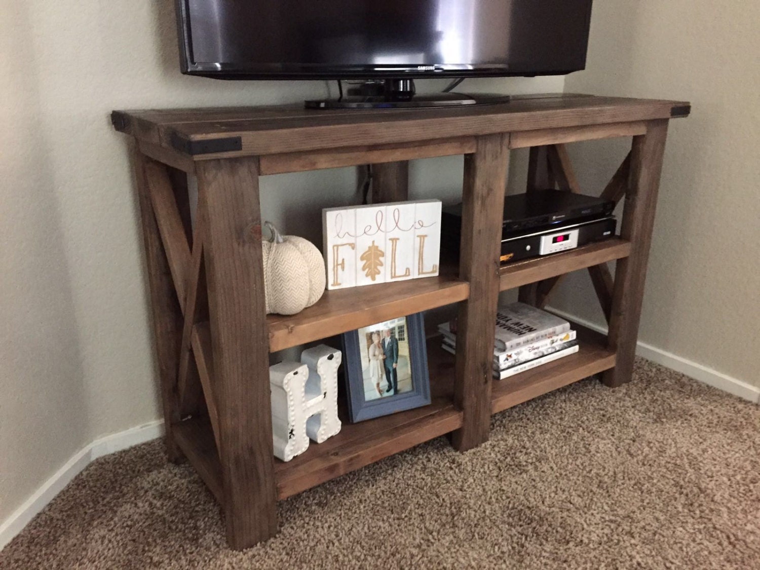 Rustic X Console Table