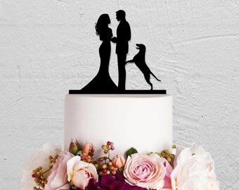 Wedding Cake Topper,Bride And Groom Cake Topper With Dog,Couple Cake Topper,Custom Cake Topper,Dog Cake Topper,Personalized Cake Topper
