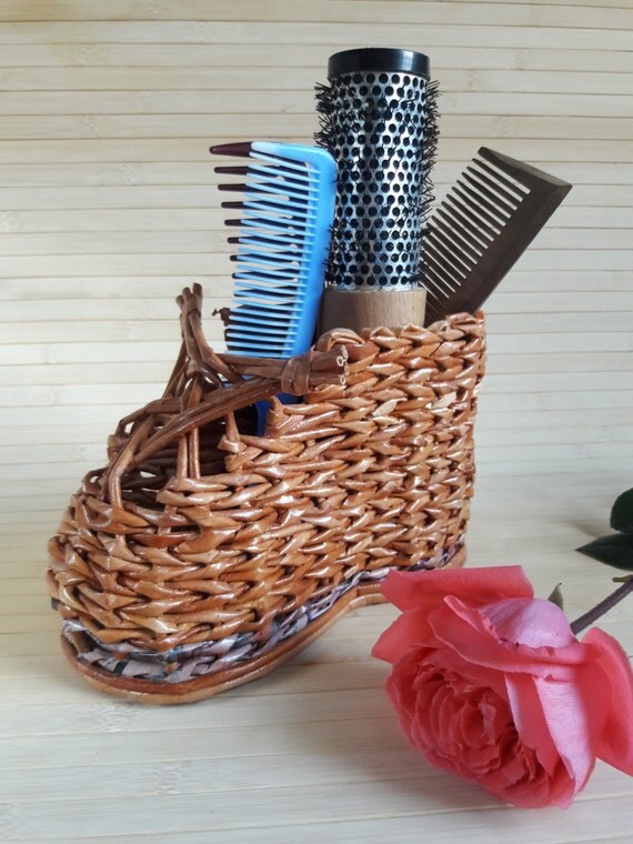 Wicker Organizer Holder Hairbrush Décor storage box Cosmetic