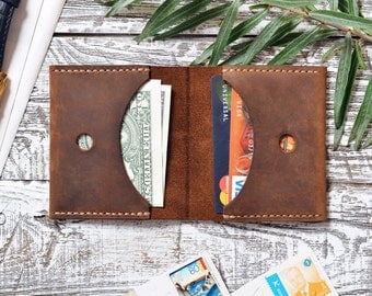 Mens Wallet Leather Wallet Minimalist Wallet Slim Wallet Credit Card Wallet Front Pocket Gift for him Groomsmen gift slim/Gift for father