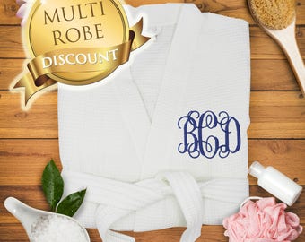 Bridesmaid Robes - Monogram Waffle Robe - Getting Ready Robes - Cotton Bridesmaid Robes - Robe for Bride - Personalized Robes for Women