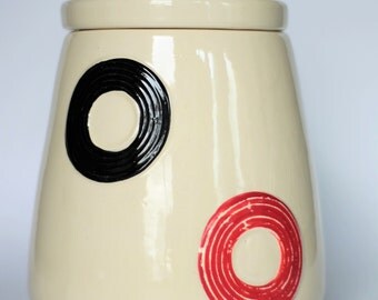 American Bisque Multi-Colored Circles/Rings Cookie Jar