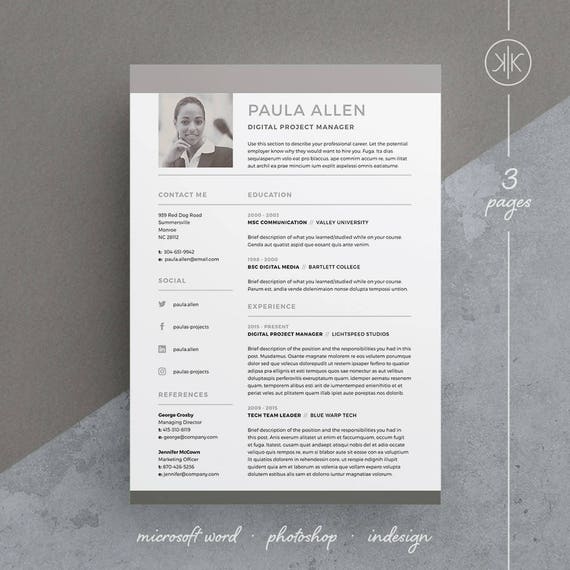 Paula Resume/CV Template Word Photoshop InDesign