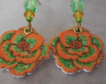 Lovely Orange Gardenia Earrings