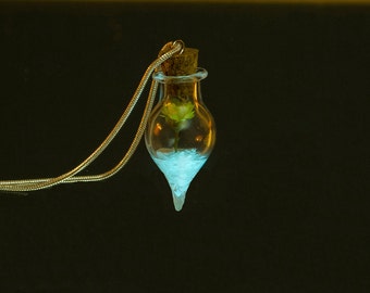 Terrarium Necklace Glow in the Dark Necklace Real Flower Necklace Glass Drop Pendant Whishing Bottle Dried Flower Necklace Best-Friend-Gift