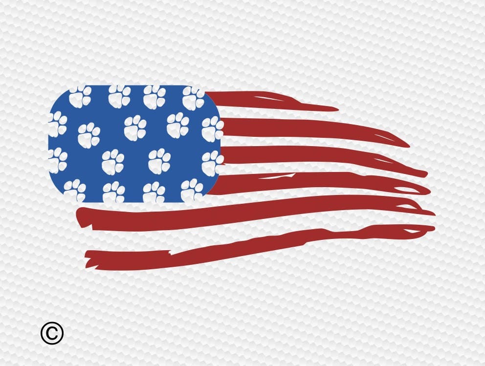 Download American flag paw print dog SVG Clipart Cut Files Silhouette
