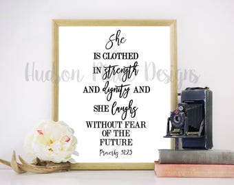 She is Clothed in Strength and Dignity Proverbs 31:25 SVG Christian svg file Faith SVG png file pdf file christian sign sign stencil design