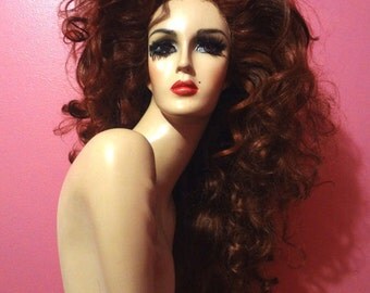 90s PRETTY WOMAN WIG Lace Front Custom Costume Professional Drag Queen Halloween Burlesque Cosplay Strawberry Blond Black Brown Auburn White