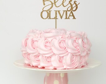Baptism cake topper, god bless cake topper, cross cake topper, baptism girl cake topper, baptism decorations, gold cake topper
