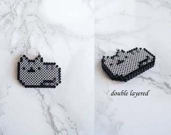 Pusheen Mini Perler Bead Keychain Necklace Earrings Choker- Hama Bead Pusheen- Pusheen Jewelry- Hypoallergenic
