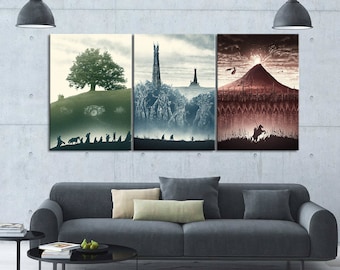 The Lord of The Rings Trilogy - 3 Piece Canvas Wall Art | Lord of The Rings Wall Art | Painting | Poster | Print | Mural | Decal | Artwork