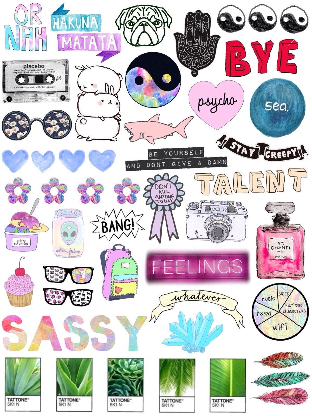 Tumblr big A4 sticker sheet Planner Stickers Kawaii cute