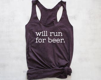 Will run for beer tank top, running for beer tank top, I love beer tank top shirt, exercise beer shirt, funny exercise tank