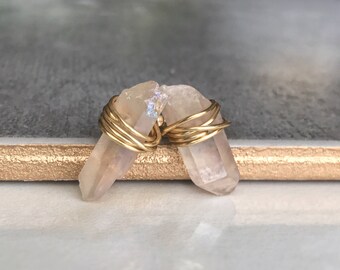Rose quartz earrings, Raw stone earrings, Raw crystal earrings, Gemstone earrings, Alternative bridesmaid jewelry, Boho jewelry
