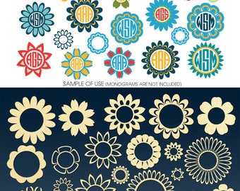 Flower Monogram Frames Vector Digital Cut Files Svg Dfx Eps Png Silhouette SCAL Cricut Printable Download DIY Paper Vinyl Die Cutting JB-609