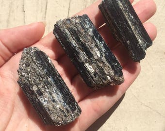 Black Tourmaline with Mica - Crystal Grid - Unpolished Tourmaline - Raw Crystal - Root Chakra Grounding