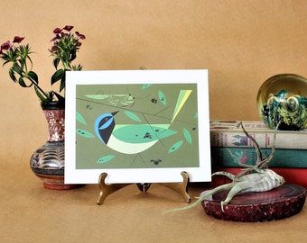 Vintage Green Jay Bird Prints Charley Harper,Vintage Prints,MCM Art,Bird Ephemera Prints,Charles Harper Art,Charley Harper art print
