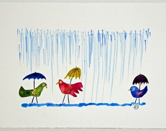 Rainy Day Ladies 11x7.5 Original Painting