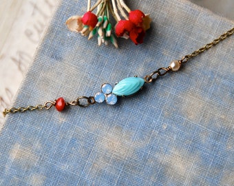 Blue opal choker ,crystal choker,short necklace,valentines necklace,pearl choker. Tiedupmemories