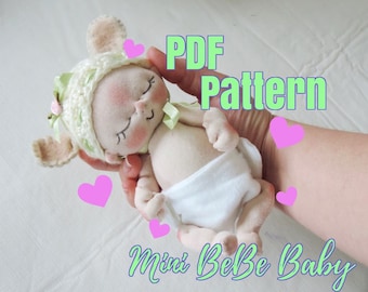 PDF Pattern- How to Make a Mini BeBe Baby Doll by BeBe Babies and Friends Soft Sculpture Baby Doll Pattern Cloth Doll Waldorf Doll Mini