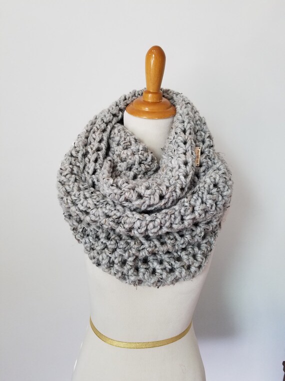 Chunky Knit Scarf Womens Scarf Gray Scarf Crochet Scarf