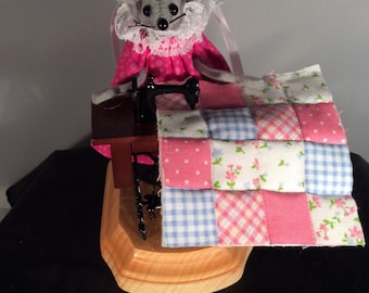 Mouse with her Treadle Sewing Machine. NEW LOWER PRICE