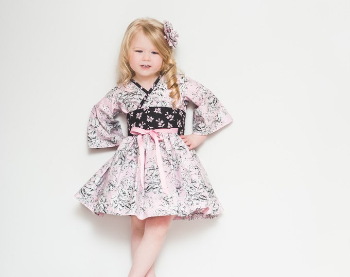 Toddler Girl Clothes - Little Girls Pink Dress - Flower Girl - Wedding - Birthday - Pageant - Kimono Dresses - Teen - 12 months to 14...