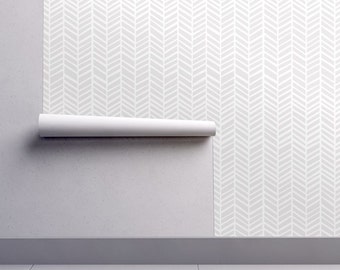Chevron Wallpaper - Herringbone Light Grey Macro by Friztin - Custom Printed Removable Self Adhesive Wallpaper Roll by Spoonflower