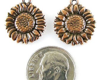 TierraCast Pewter Charms-Antique Copper SUNFLOWER (2)