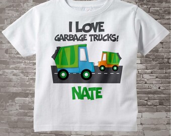 Personalized I Love Garbage Trucks Tee Shirt or Onesie 03222012a