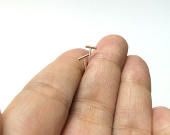 Bar studs - Gold bar earrings - Tiny gold brass bar studs earrings - line earrings - minimalist gold line studs (5mm)