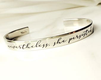 Nevertheless, she persisted Bracelet . Inspirational Jewelry . Daily Reminder Jewelry . #TBCO