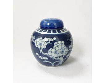 Vintage Blue and White Ginger Jar