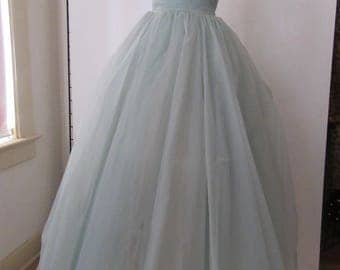 Pale Blue 1950-1960s Long Prom Dress