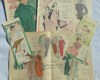 Vintage 1950's French Fashion Images & Illustrations Ephemera Pack