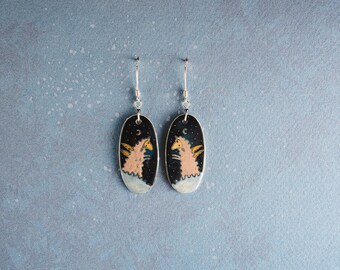 Sheep earrings, dangle ceramic earrings