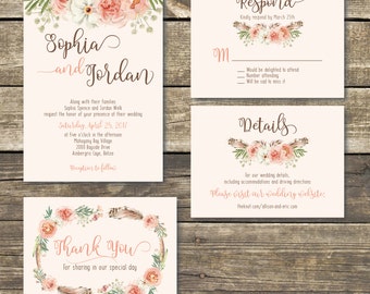 Printable Wedding Invitation DIY Floral Watercolor Printable Wedding Invitation DIY Floral Watercolor
