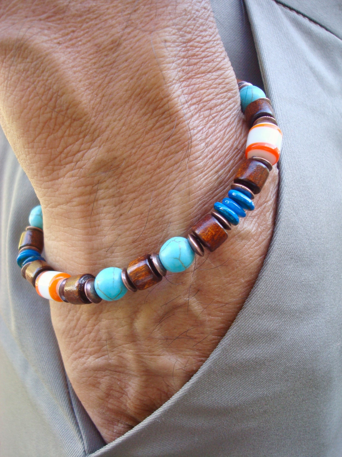 Men's Spiritual Protection Bracelet with Murano Beads