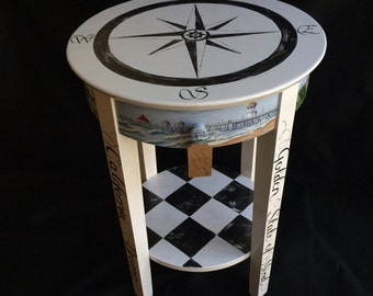 Hand painted Southern California Themed Accent Table