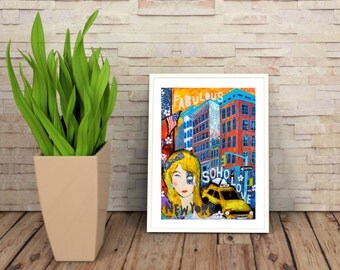 Soho and girl -Soho art-soho new york art-Soho home decor-Soho new york art print-Soho wall art-soho gift-new york art gift