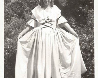 Vintage Snapshot "Little Bo Peep" 1932 Costume Halloween School Play Blonde Wig Long Dress Found Vernacular Photo