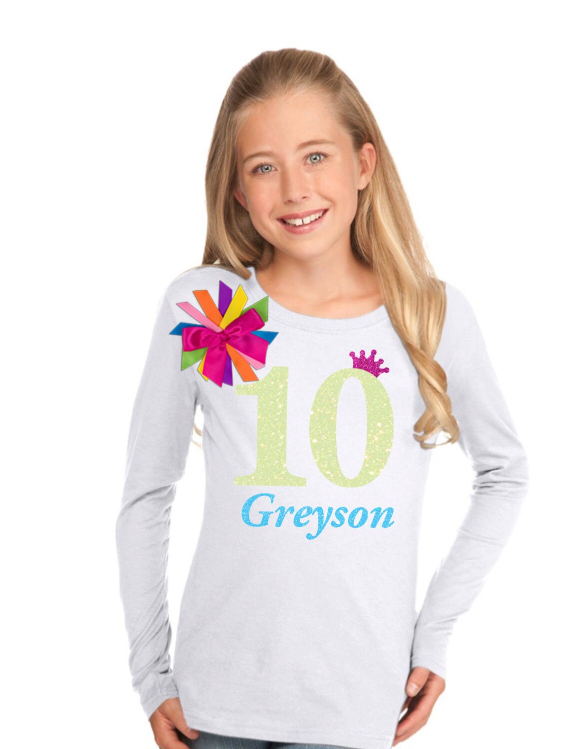 10th Birthday Shirt Tween Girl Outfit Glow Party Neon Sparkle