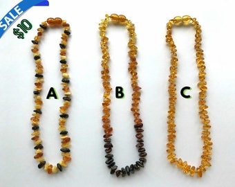 FLASH SALE - GENUINE Baltic Amber Baby/Toddler Teething Necklace - Butterscotch, Lemon, Honey, Cognac & Cherry Baltic Amber Beads- (13")