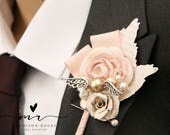 X1 Harry wizard wedding, fantasy, golden snitch, alternative, quirky, buttonhole, boutonnière, paper flower, corsage shabby chic