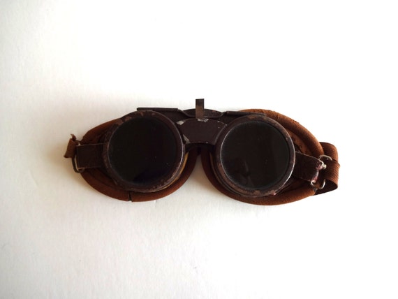Vintage French Flip-Up Double Lens Aviator Goggles / Moto Goggles / Welding Goggles by LeVieuxSalon steampunk buy now online