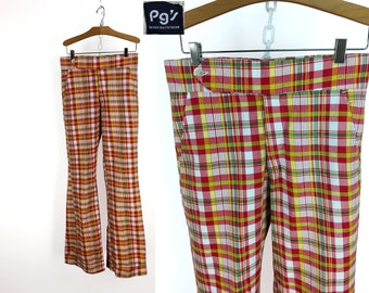 red plaid bell bottoms